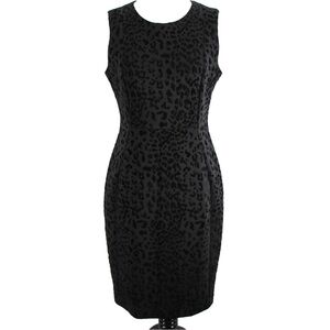 Calvin Klein Flocked Black Leopard Dress 12